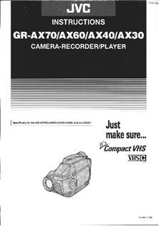 JVC GR AX 40 manual. Camera Instructions.